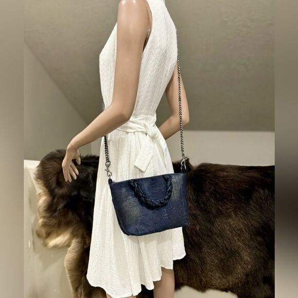 Multi Use Handmade Genuine Hair-On Calfskin & Braided Top Handle Bag/ Crossbody - Picture 8 of 16